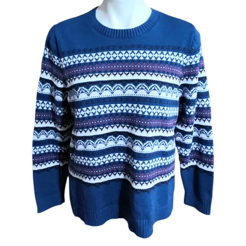 Croft & Barrow Fair Isle Sweater Blue Size XL - Picture 3 of 12